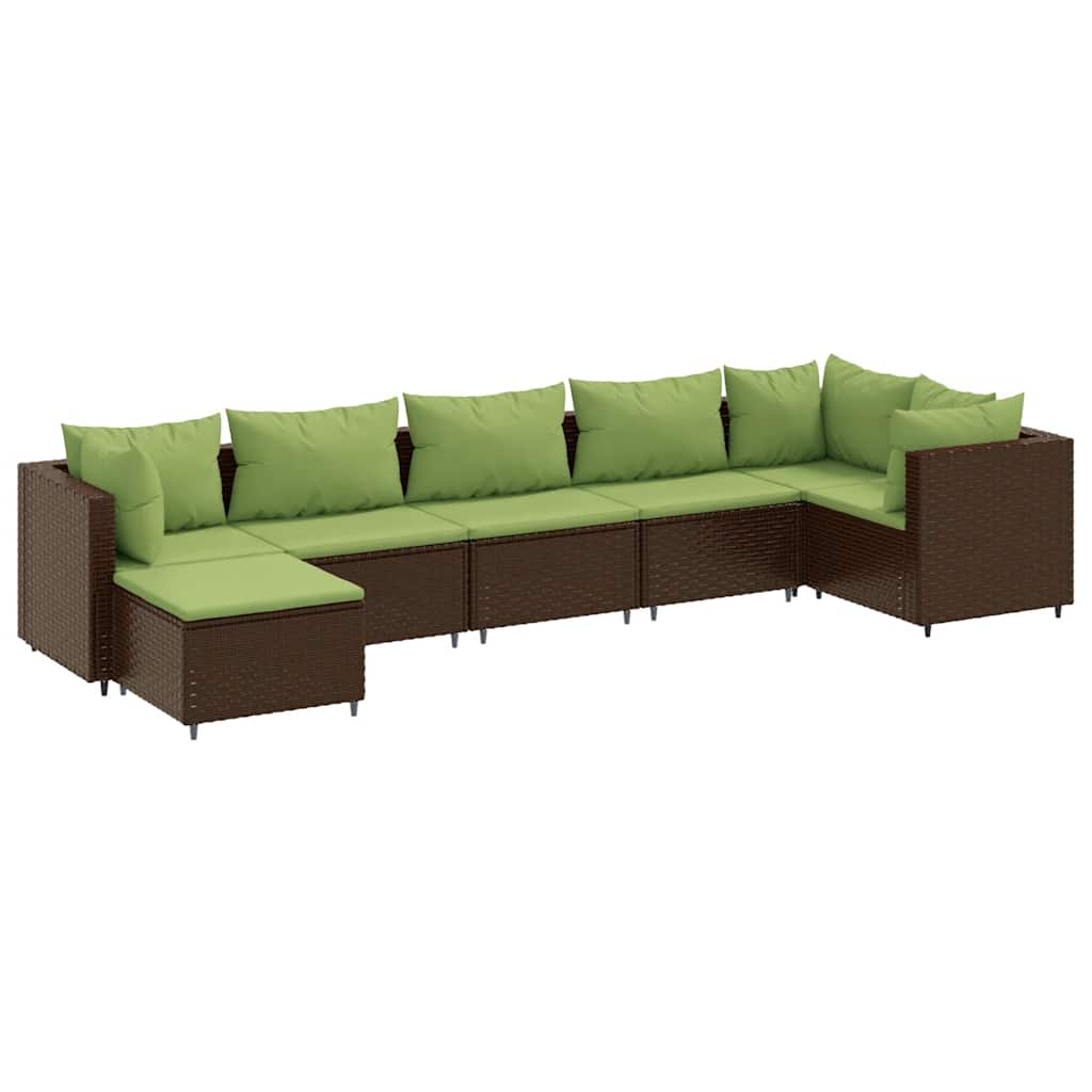 Patio Lounge Set Brown PE rattan, Powder-coated steel Large