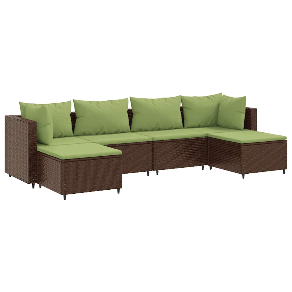 Patio Lounge Set Brown PE rattan, powder-coated steel, polyester