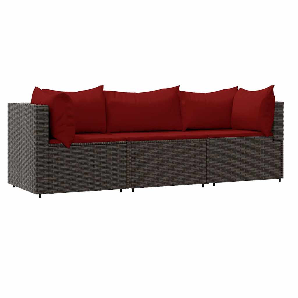 Patio Lounge Set Brown PE Rattan, Powder-Coated Steel, Polyester