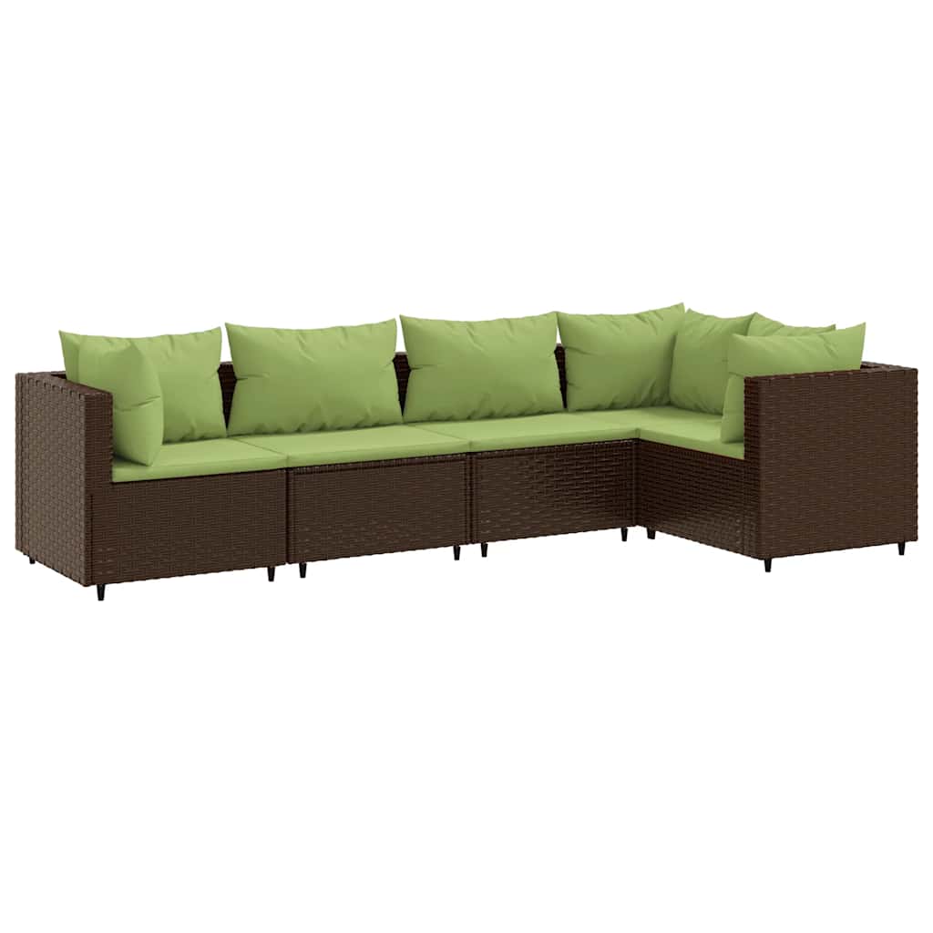 Patio Lounge Set Brown PE Rattan, Powder-Coated Steel, Polyester