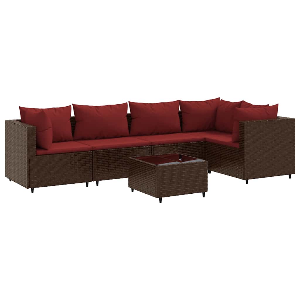 Patio Lounge Set Brown PE rattan, powder-coated steel, tempered glass