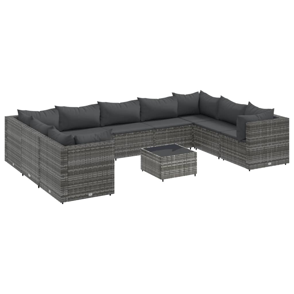 Patio Lounge Set Gray PE Rattan Large Adjustable Feet