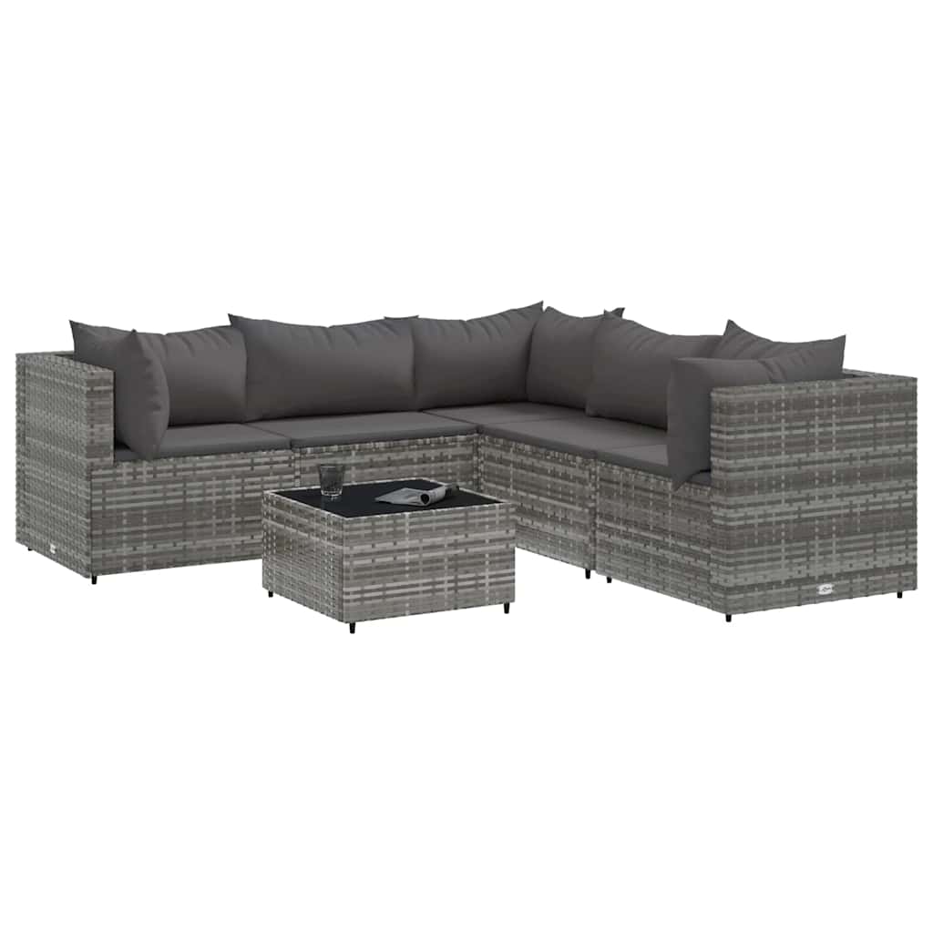 Patio Lounge Set Gray PE Rattan Medium Modular