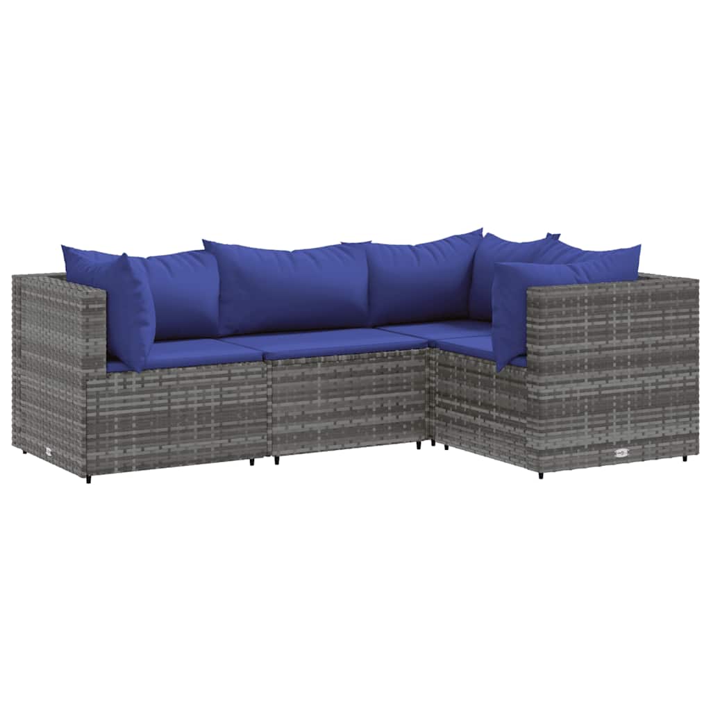 Patio Lounge Set Gray PE Rattan Medium Modular