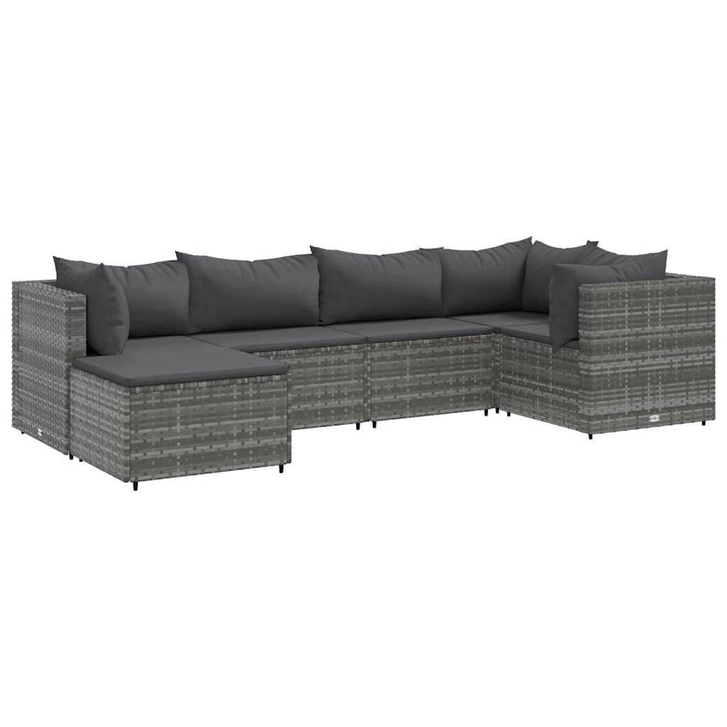 Patio Lounge Set Grey PE rattan 6 Piece Set Modular