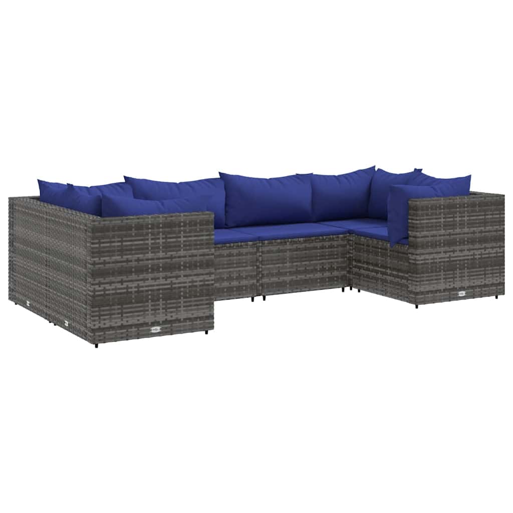 Patio Lounge Set Grey PE rattan 6-piece set Modular