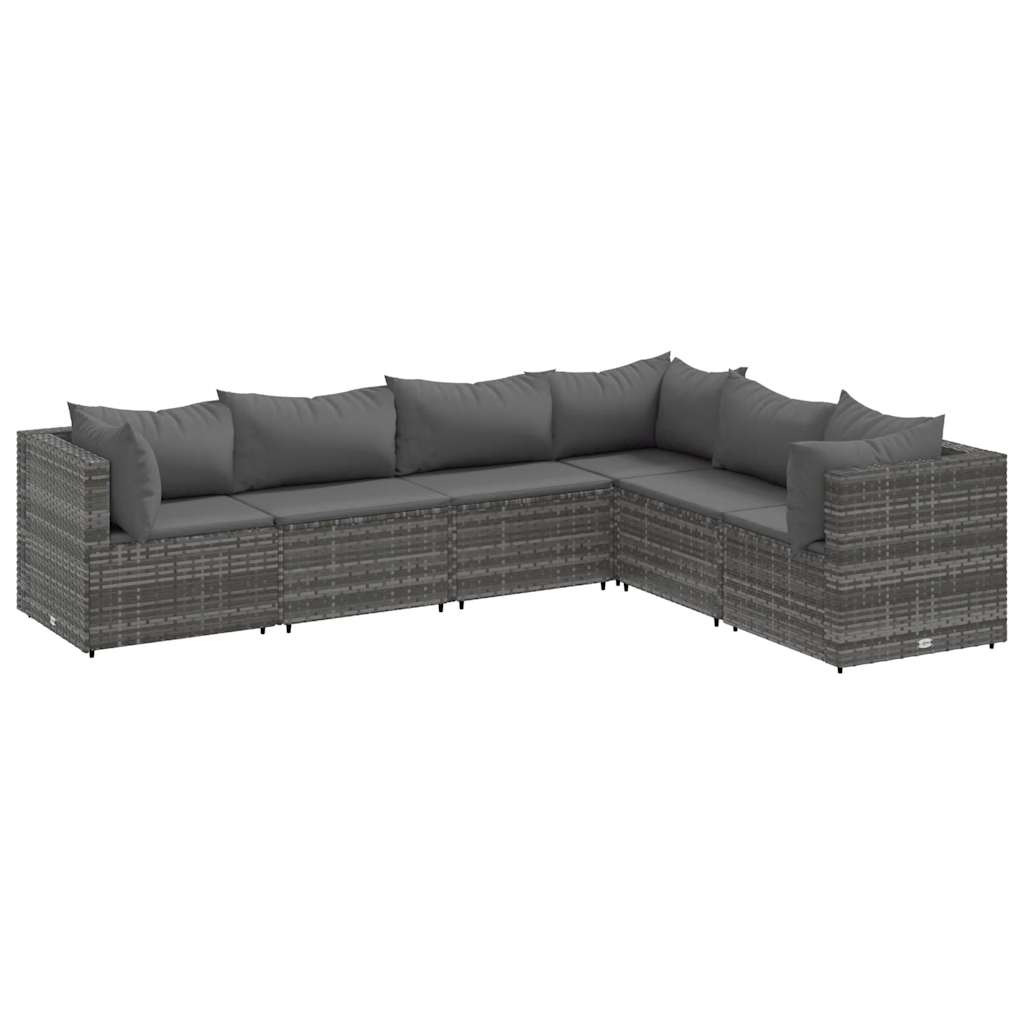 Patio Lounge Set Grey PE rattan, powder-coated steel, 100% polyester
