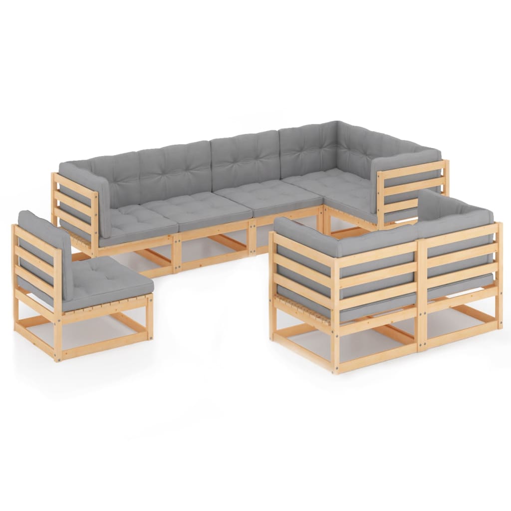 Patio Lounge Set Natural Solid pinewood Large Modular