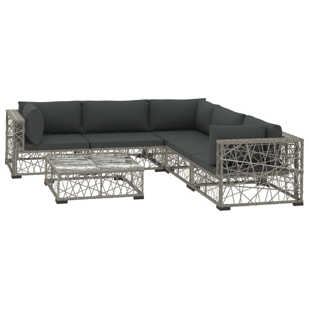 Patio Lounge Set Set of 10 Gray