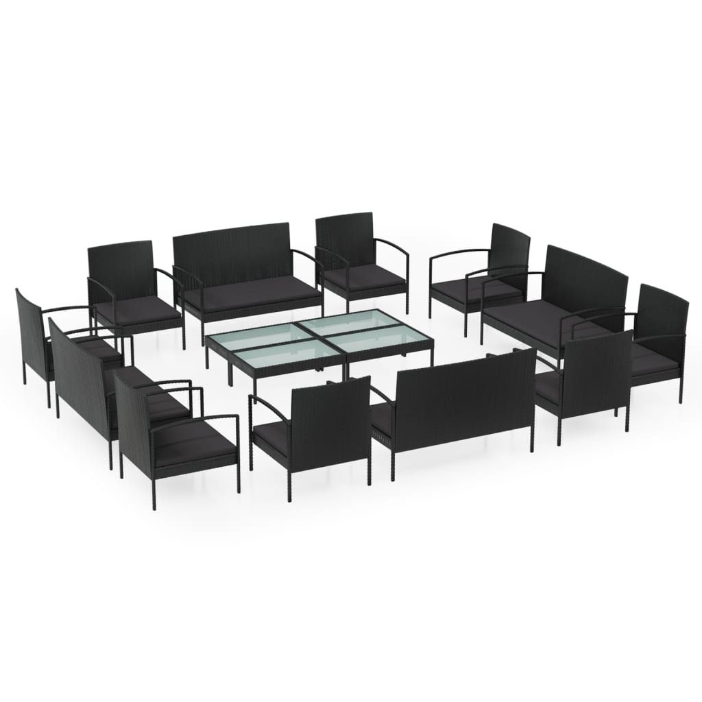 Patio Lounge Set Set of 16 Black
