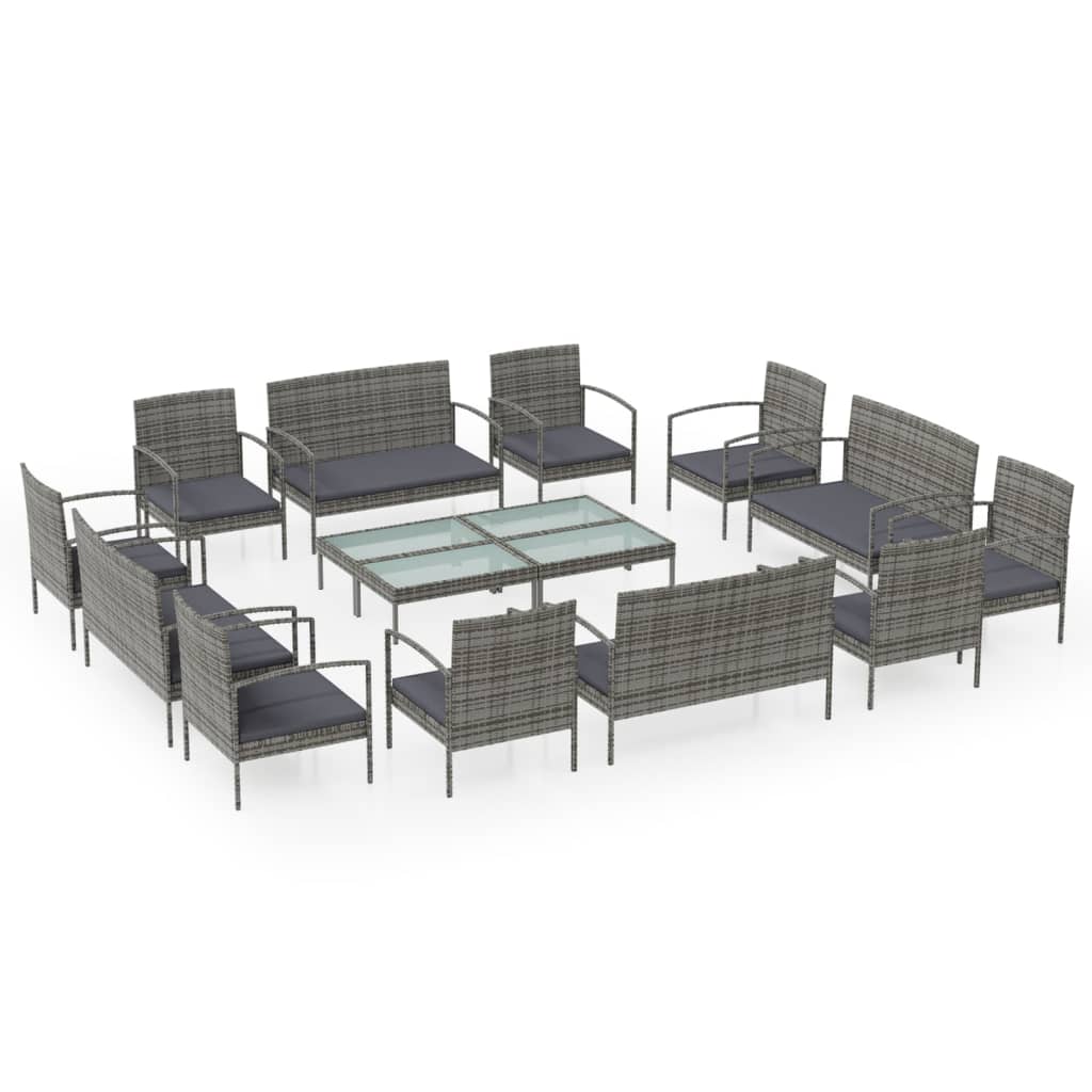 Patio Lounge Set Set of 16 Gray