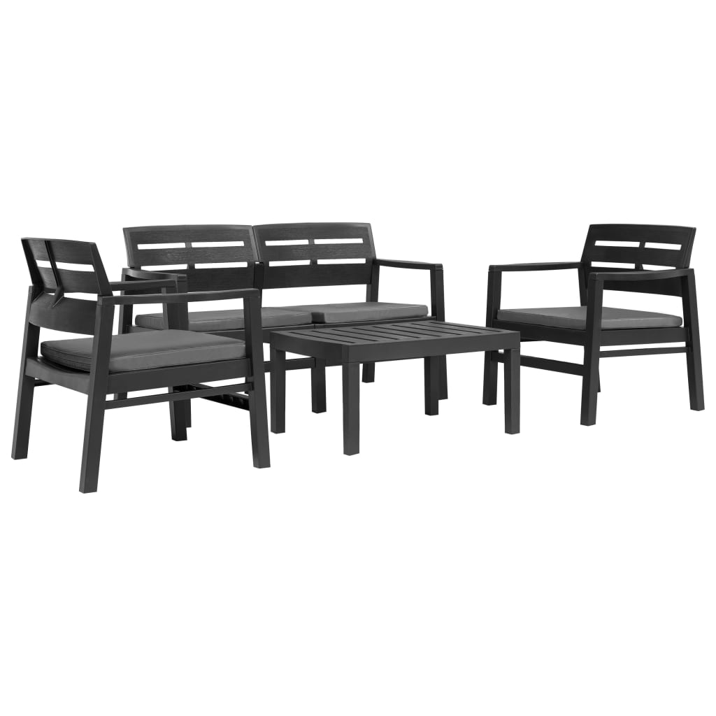 Patio Lounge Set Set of 4 Anthracite Plastic Medium Lightweight