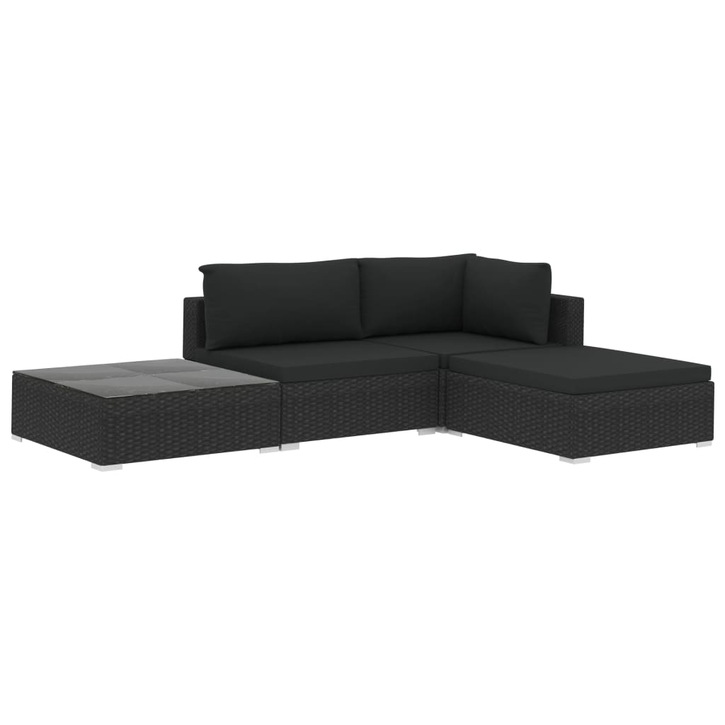 Patio Lounge Set Set of 4 Black