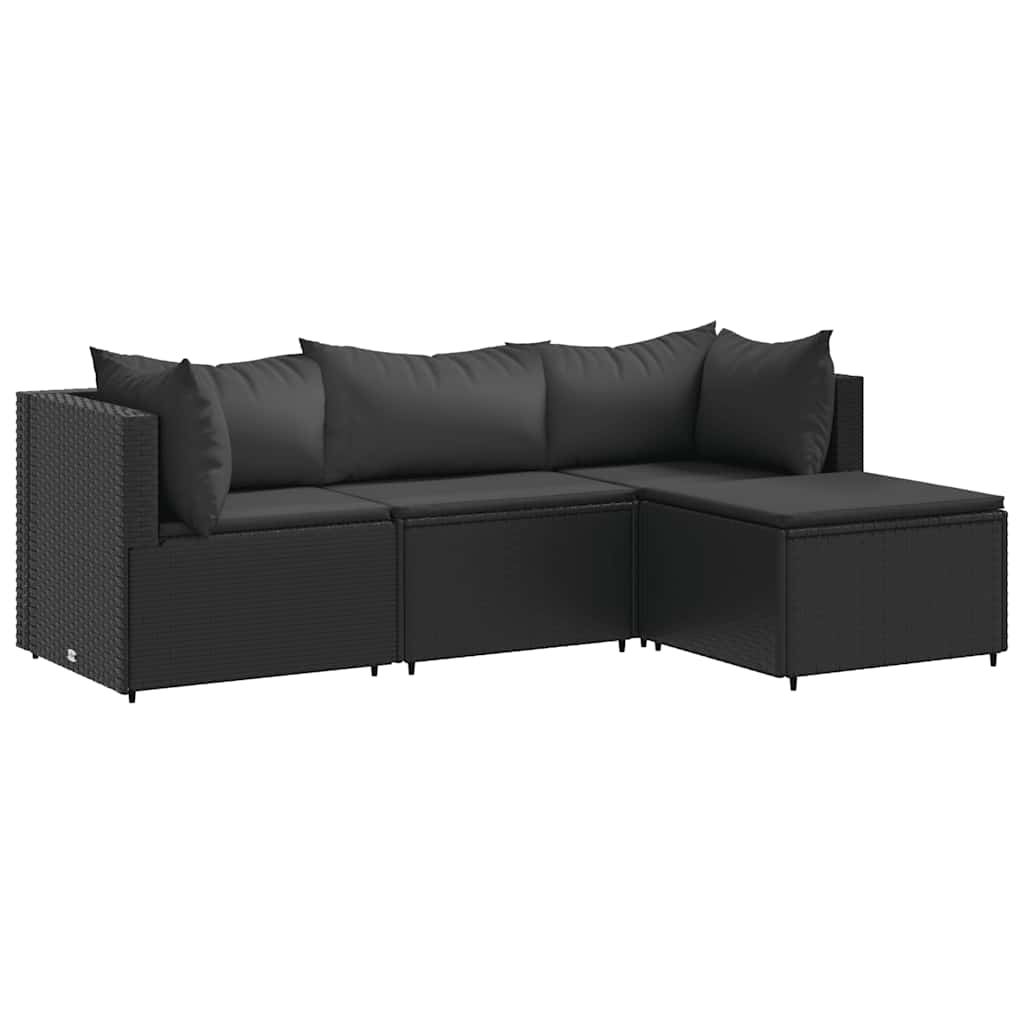 Patio Lounge Set Set of 4 Black