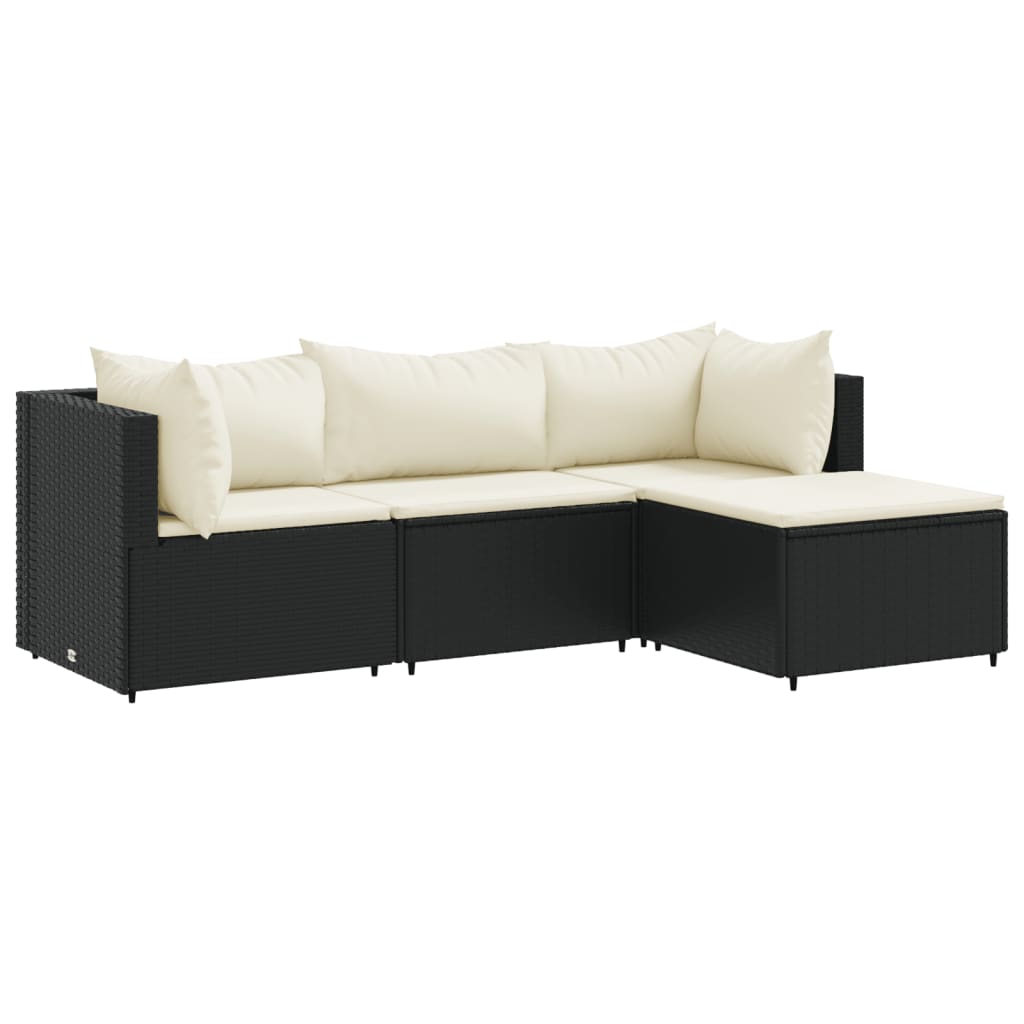 Patio Lounge Set Set of 4 Black and cream