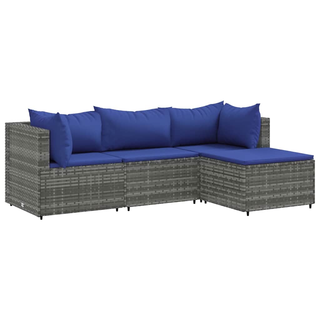 Patio Lounge Set Set of 4 Gray PE Rattan Standard