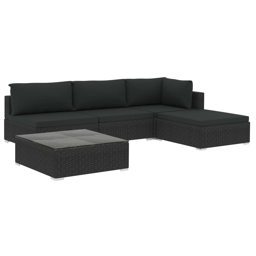 Patio Lounge Set Set of 5 Black