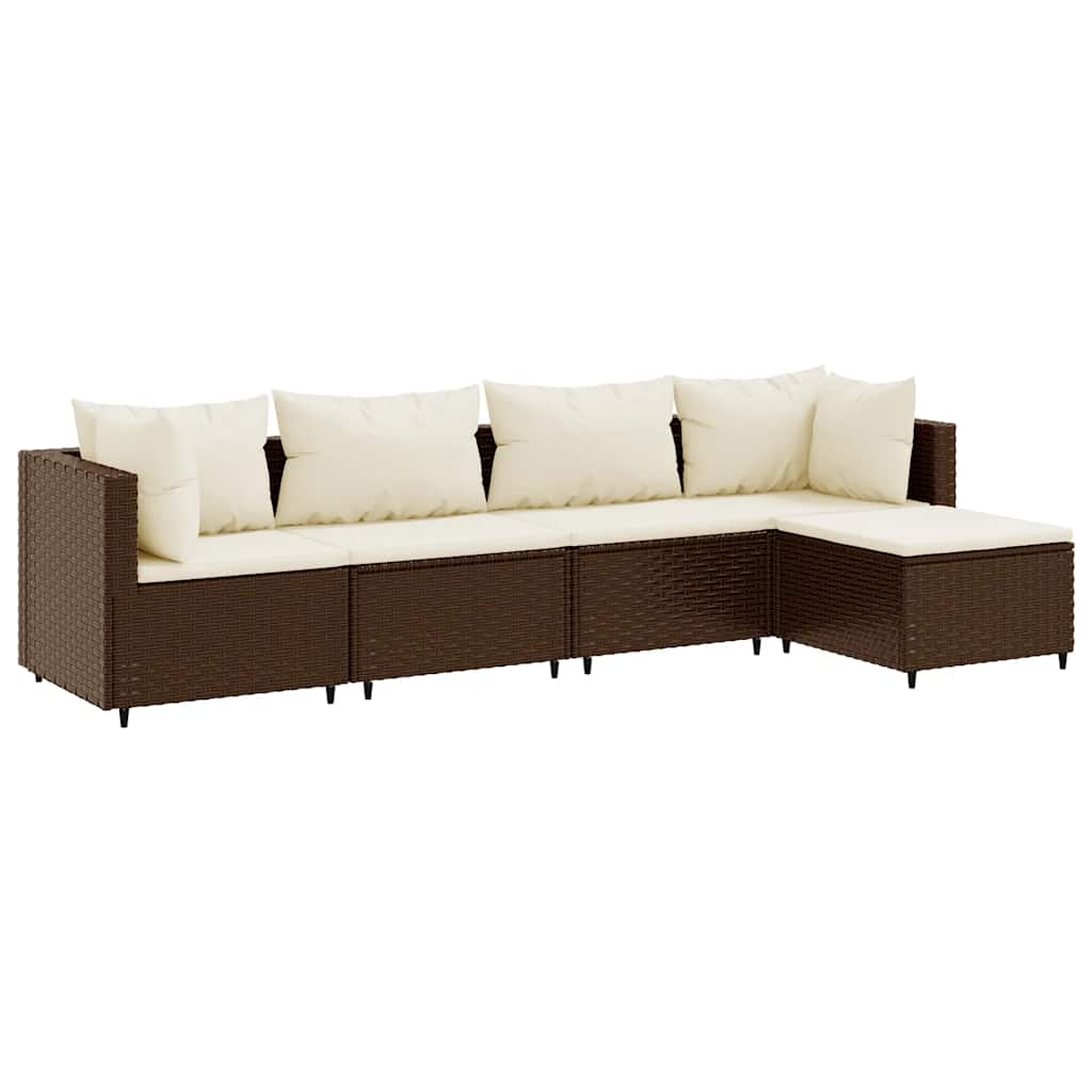 Patio Lounge Set Set of 5 Brown