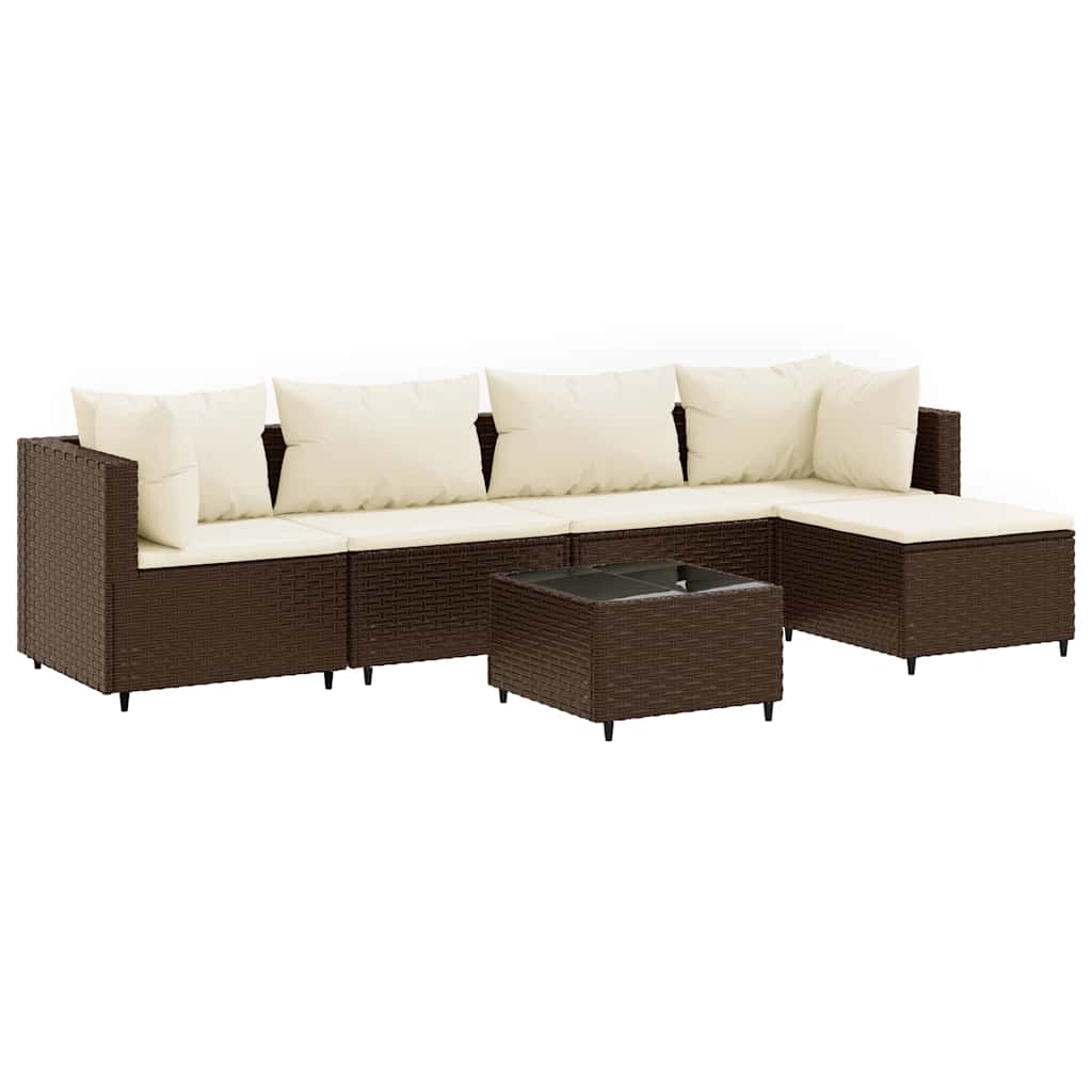 Patio Lounge Set Set of 5 Brown PE rattan 6 Piece Set Modular