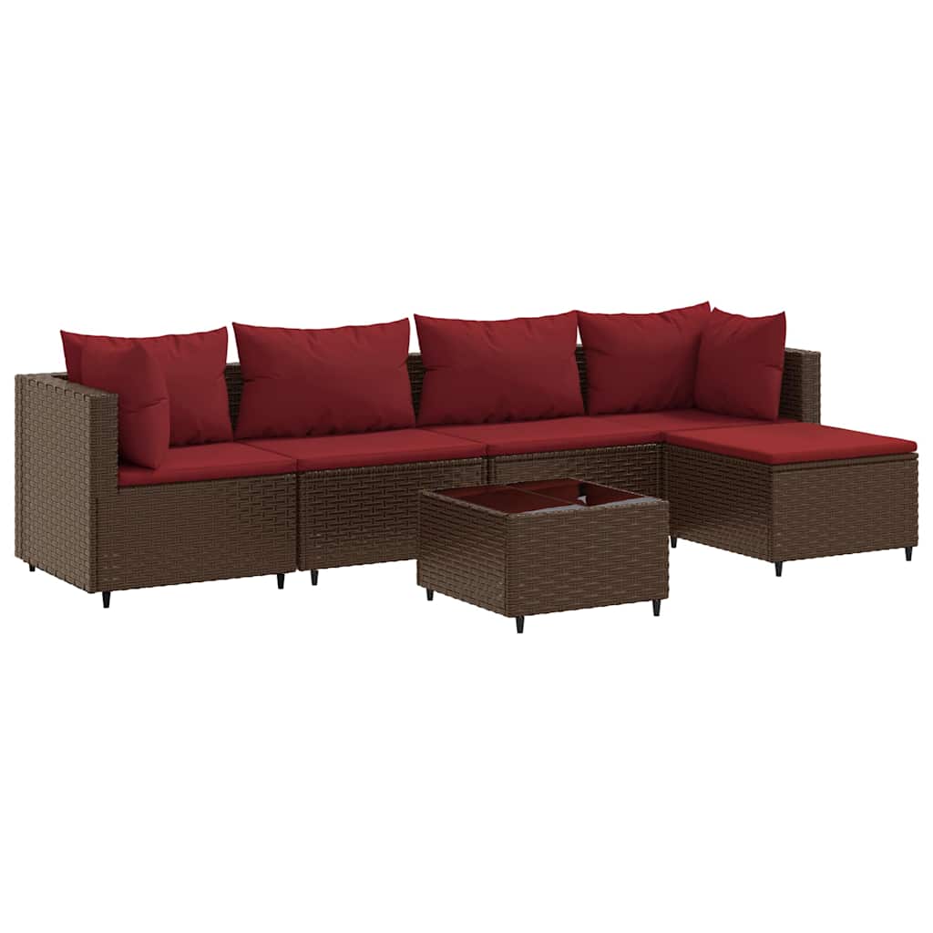 Patio Lounge Set Set of 5 Brown Poly Rattan 24 inches
