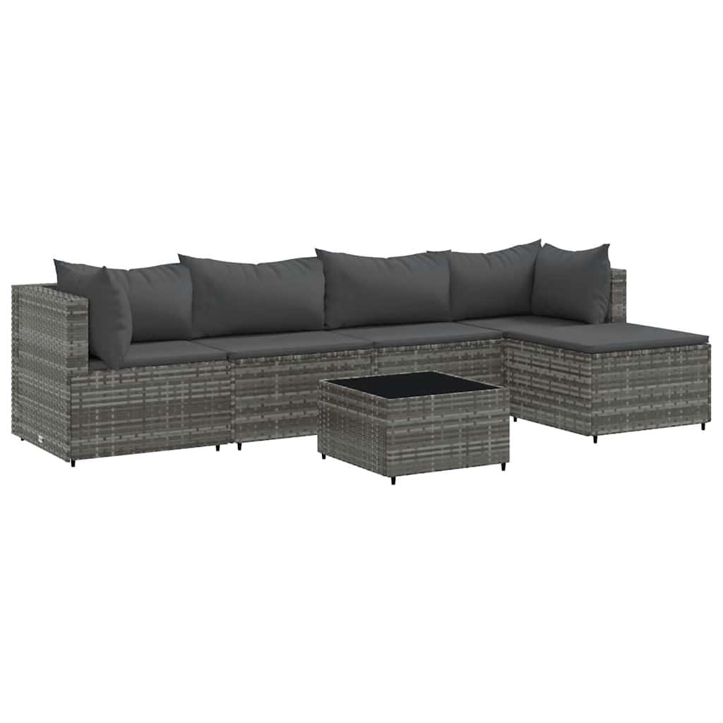 Patio Lounge Set Set of 5 Gray PE rattan
