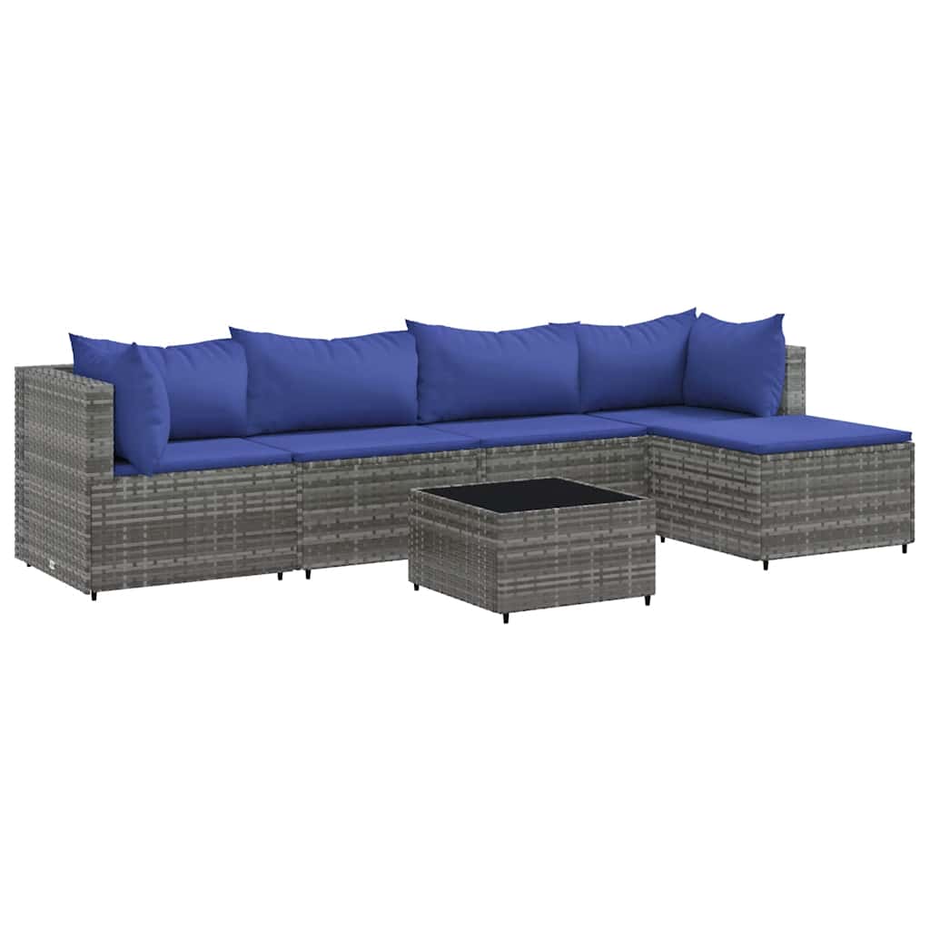 Patio Lounge Set Set of 5 Grey PE rattan 6 Piece