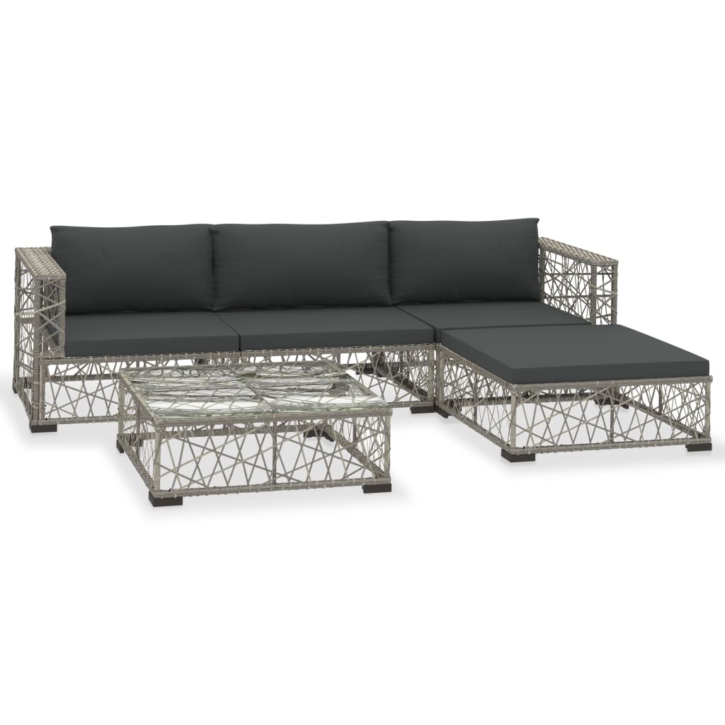 Patio Lounge Set Set of 5 Grey