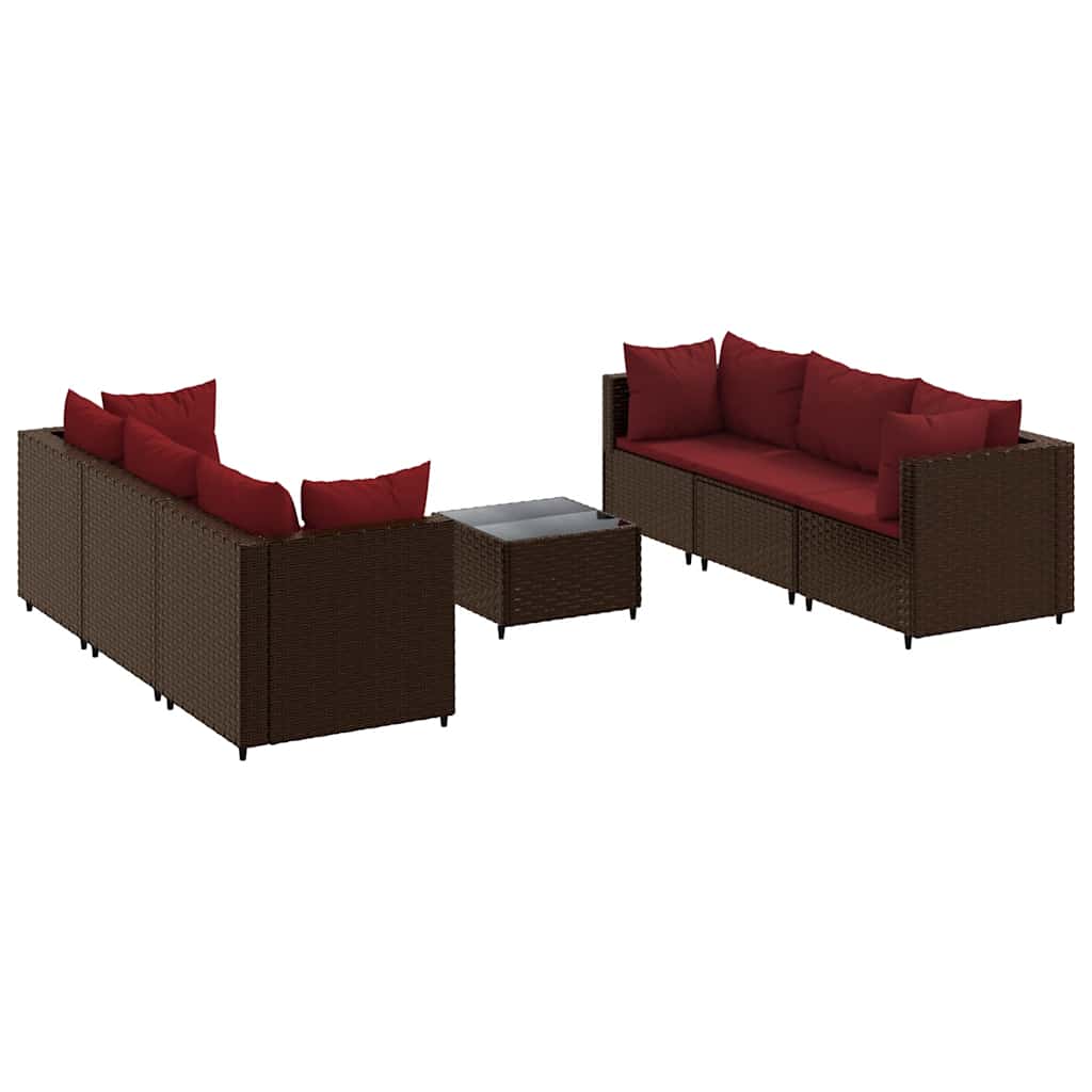 Patio Lounge Set Set of 6 Brown, Cinnamon Red