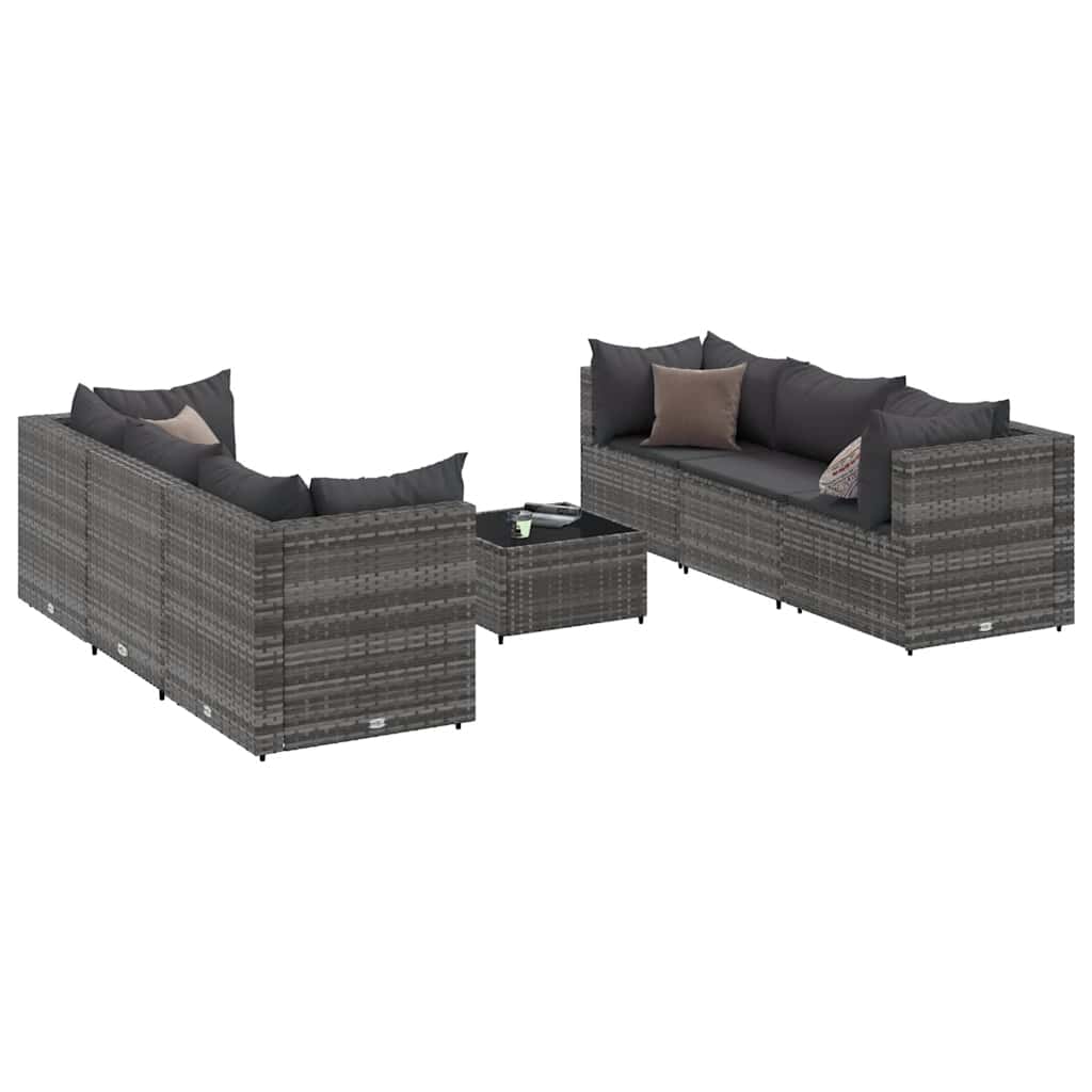 Patio Lounge Set Set of 6 Grey PE Rattan 7 Piece Set