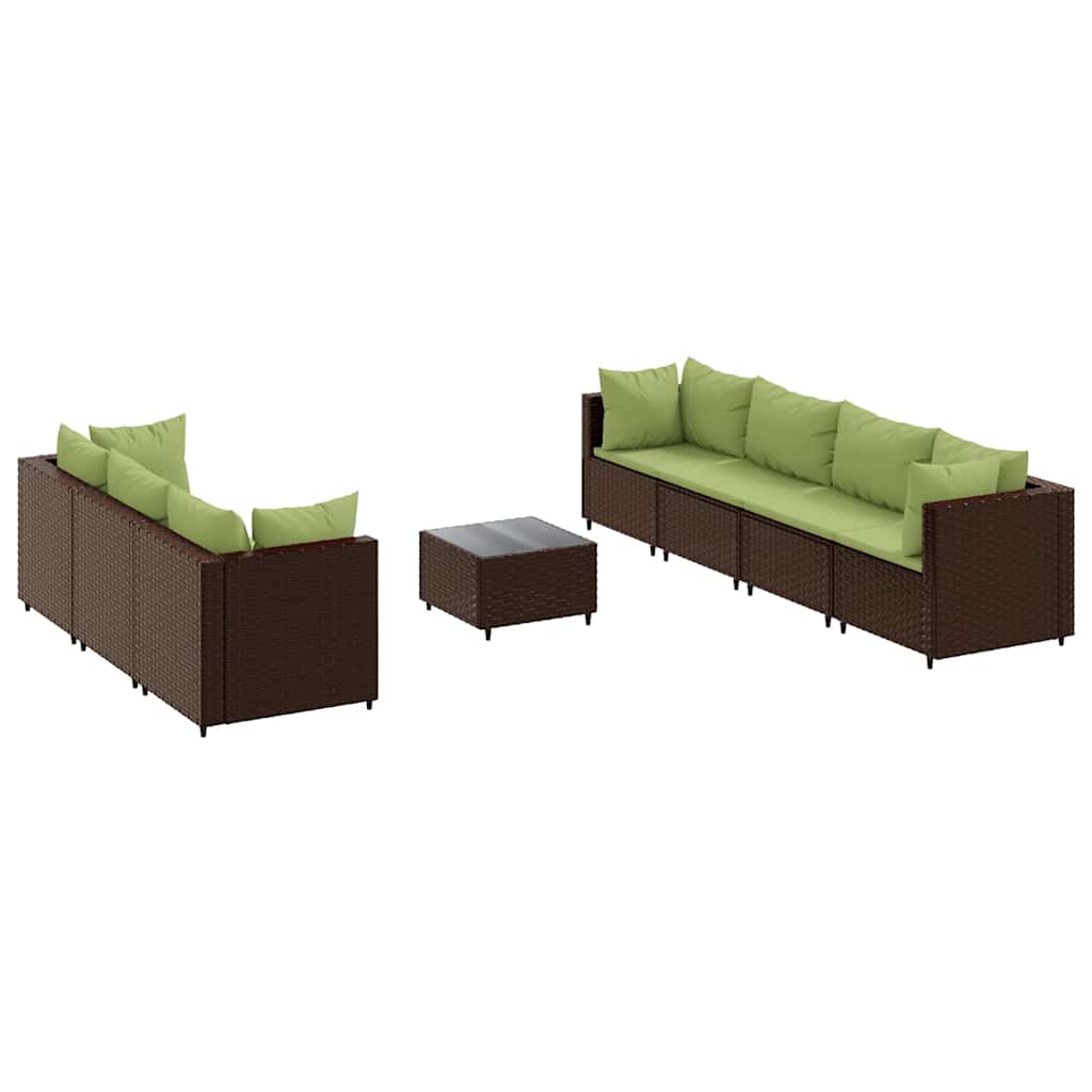 Patio Lounge Set Set of 7 Brown Poly Rattan 8 Piece Set Modular