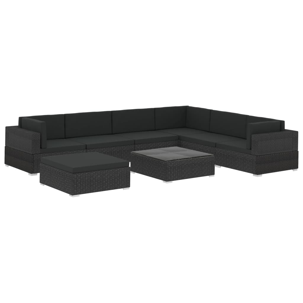 Patio Lounge Set Set of 8 Black