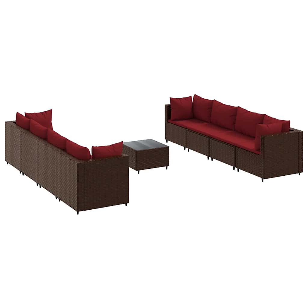Patio Lounge Set Set of 8 Brown, Cinnamon Red