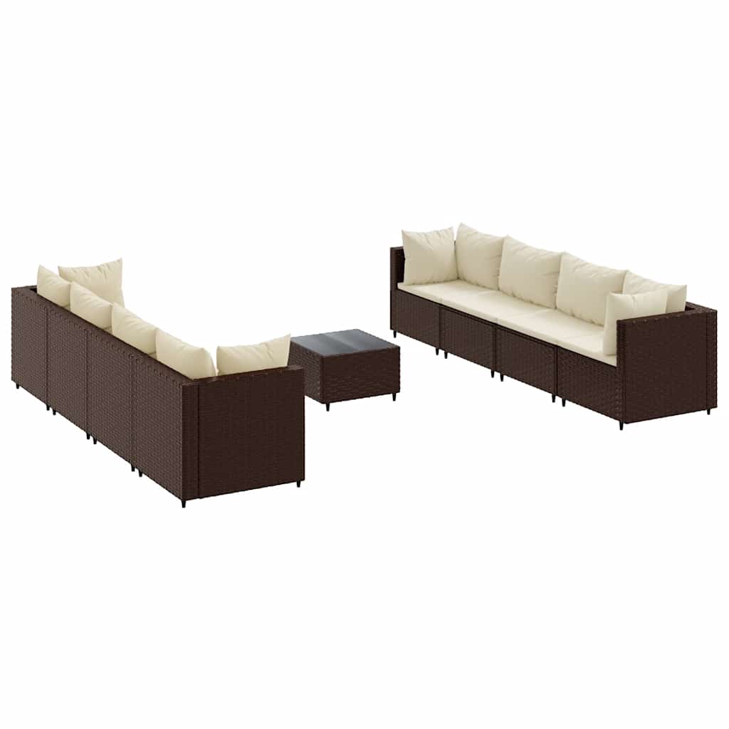 Patio Lounge Set Set of 8 Brown, Cream White