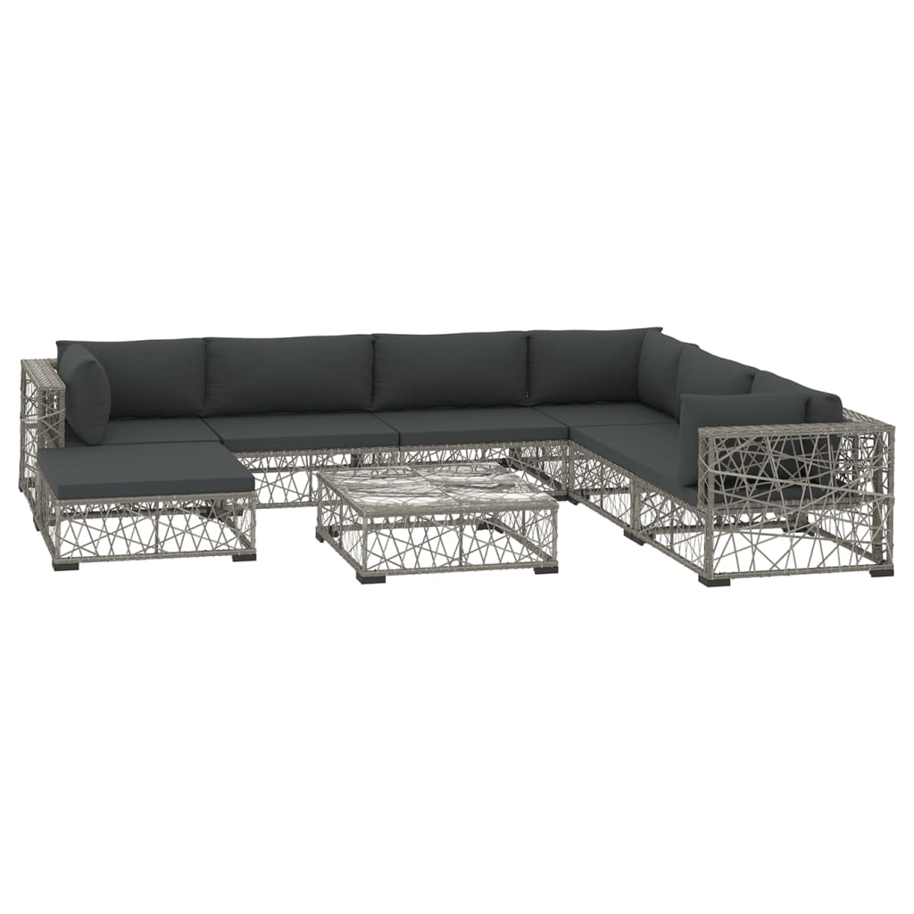 Patio Lounge Set Set of 8 Grey