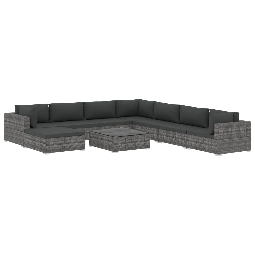 Patio Lounge Set Set of 9 Grey