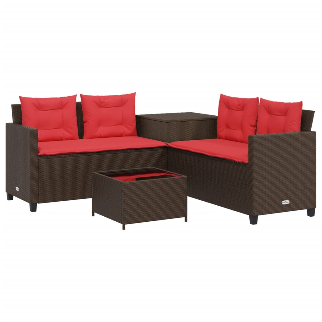 Patio Sofa Brown Poly Rattan L: 67.3 in, W: 67.3 in, H: 29.1 in