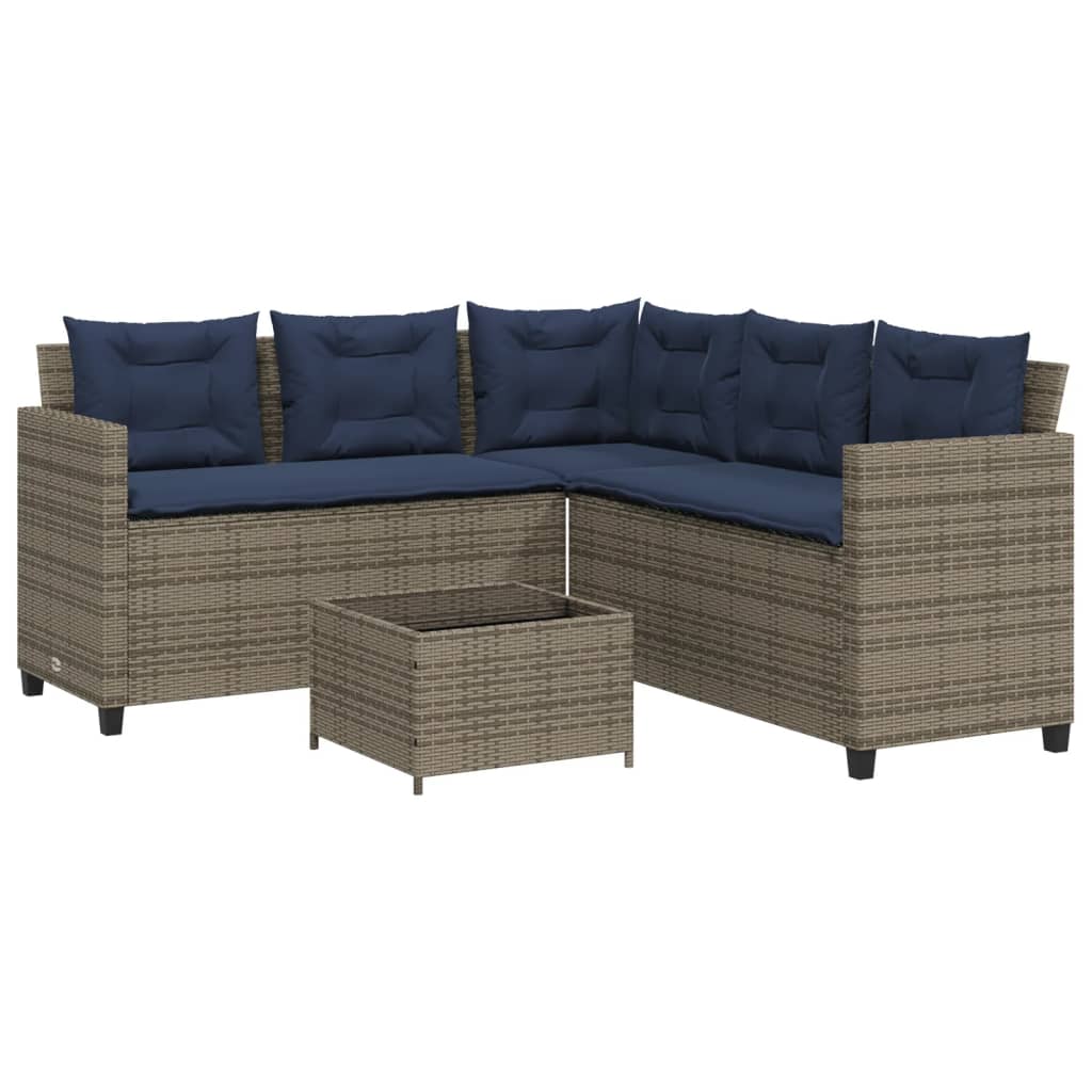Patio Sofa Gray PE rattan L-shape UV-resistant materials