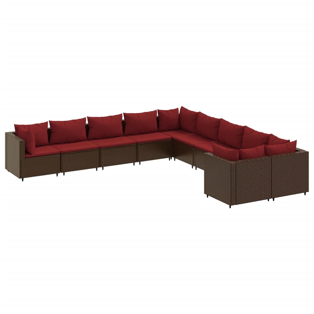 Patio Sofa Set 10 Pieces Brown