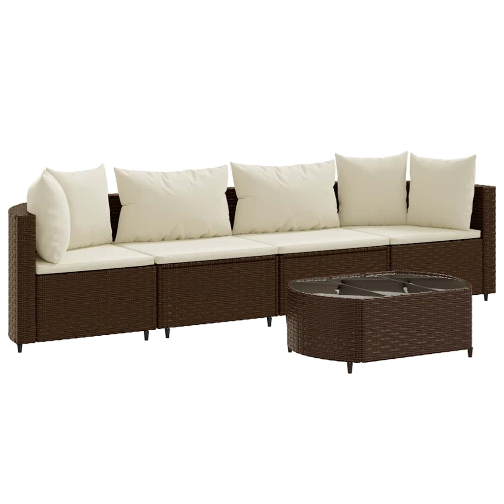 Patio Sofa Set 4-Piece Set Brown, Cream