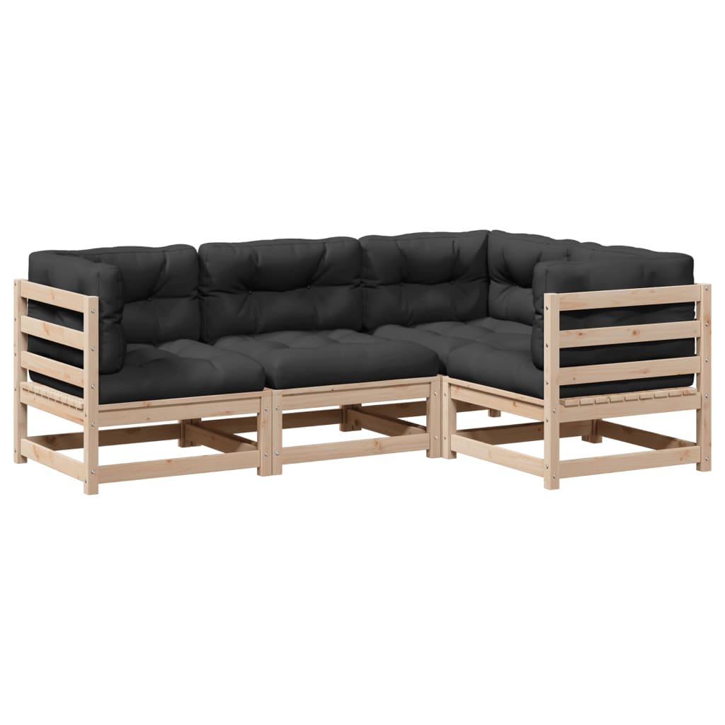 Patio Sofa Set Anthracite cushions, Natural pinewood
