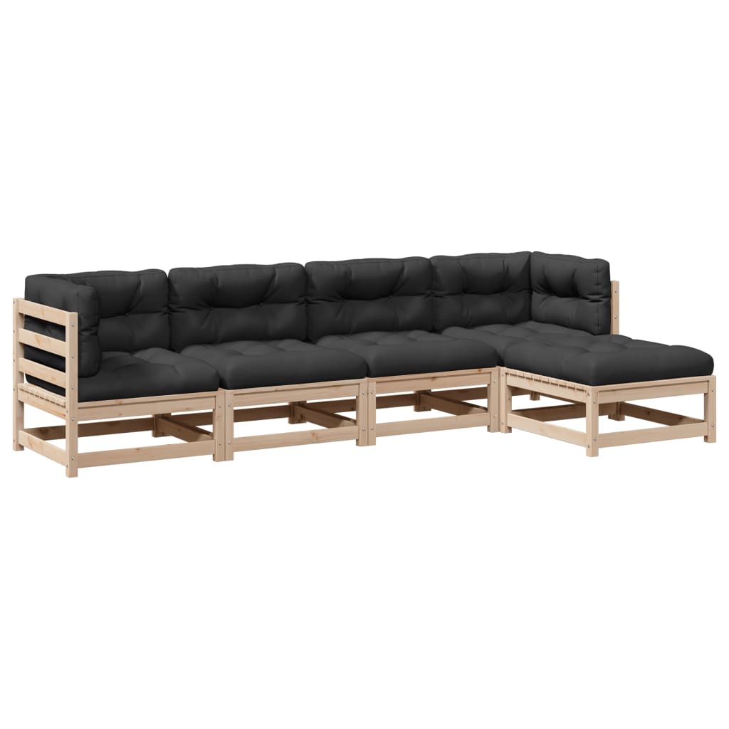 Patio Sofa Set Anthracite cushions, Solid Pine Wood frame