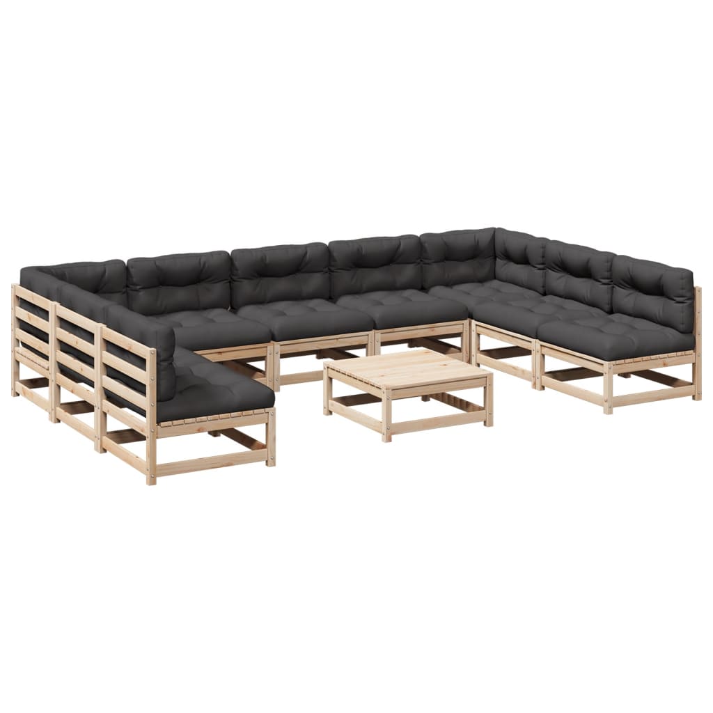 Patio Sofa Set Anthracite Solid pine wood Large Modular
