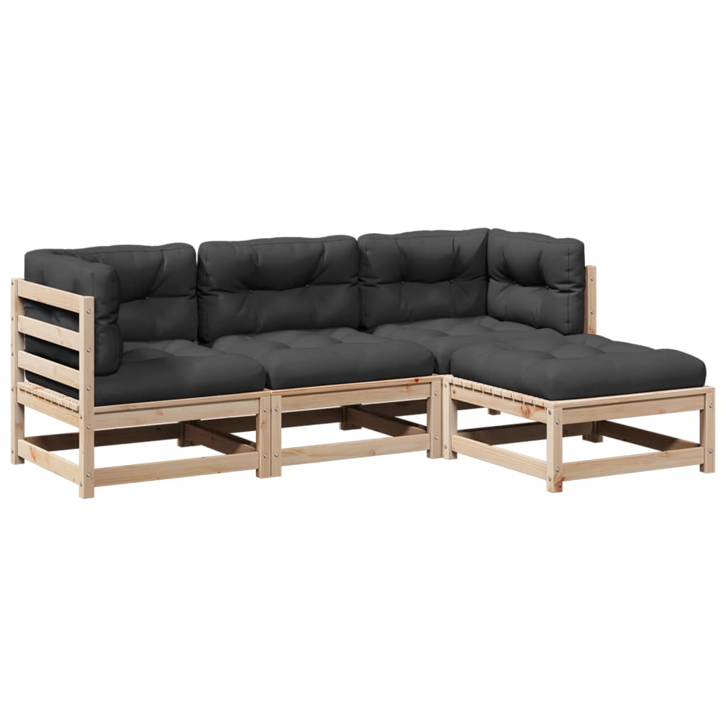 Patio Sofa Set Anthracite Solid pine wood Large Modular