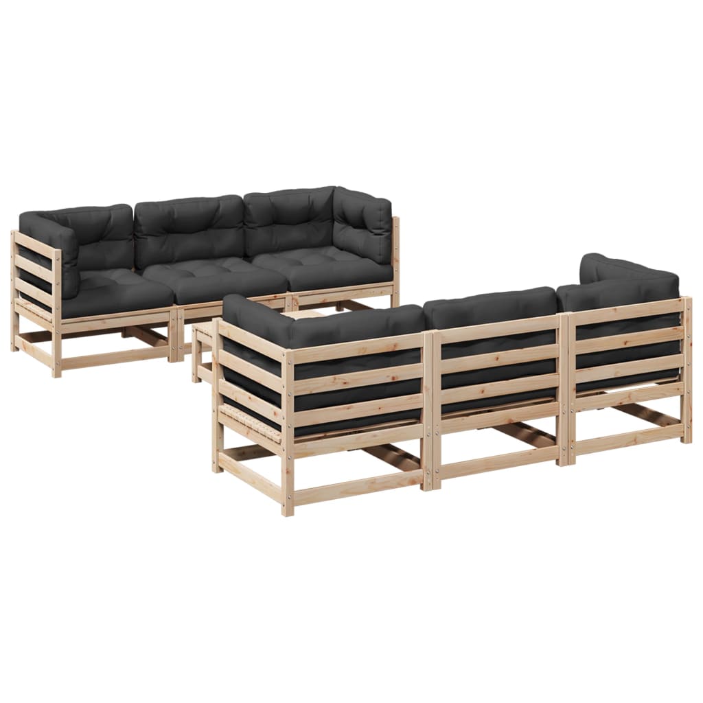 Patio Sofa Set Anthracite Solid Pine Wood Modular