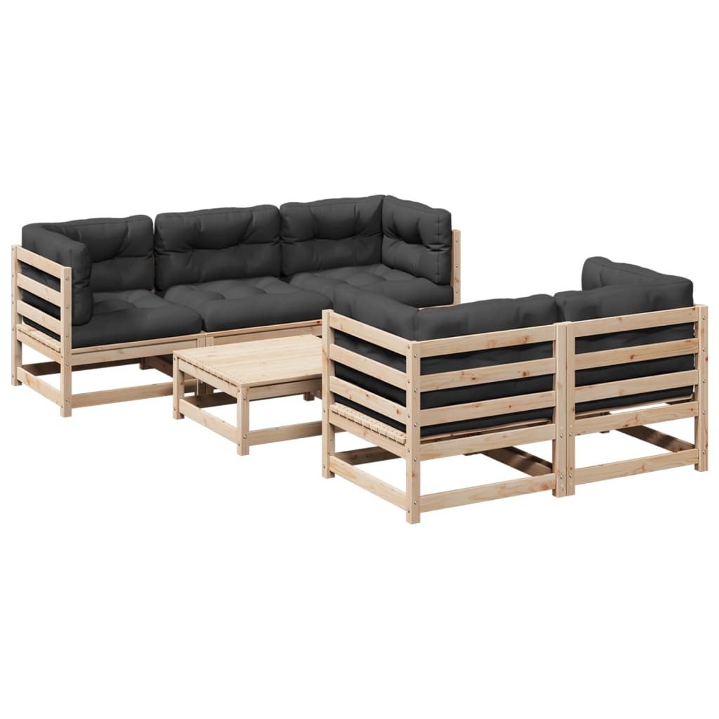 Patio Sofa Set Anthracite Solid Pine Wood, Oxford Fabric Large