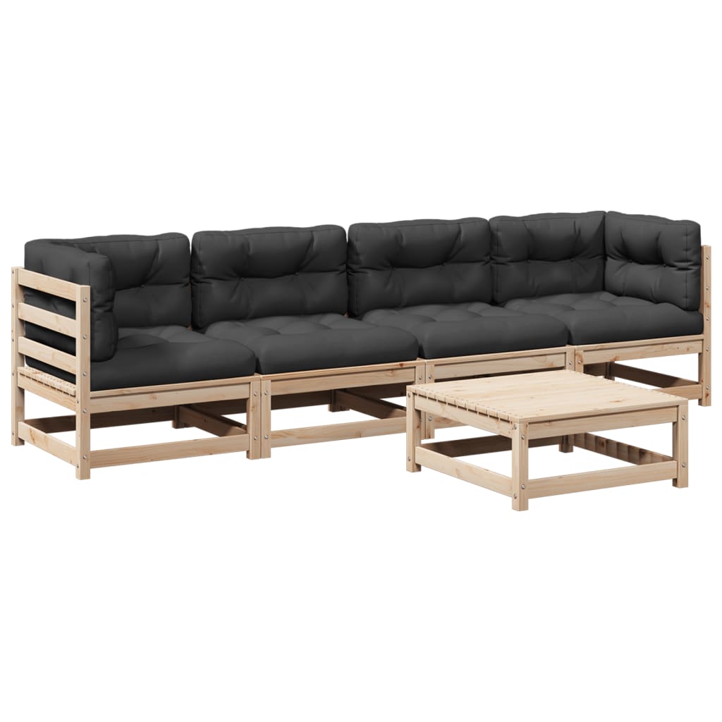 Patio Sofa Set Anthracite Solid pine wood, Oxford fabric, PP cotton