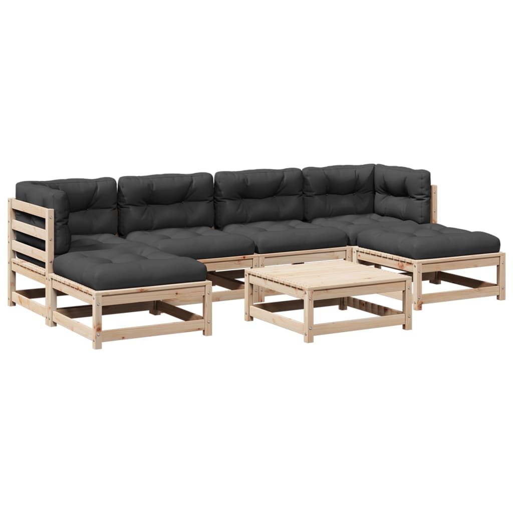 Patio Sofa Set Anthracite Solid Pine Wood, Oxford Fabric, PP Cotton