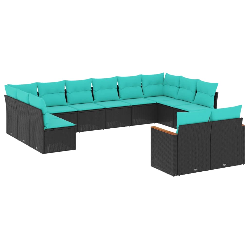 Patio Sofa Set Black and Blue