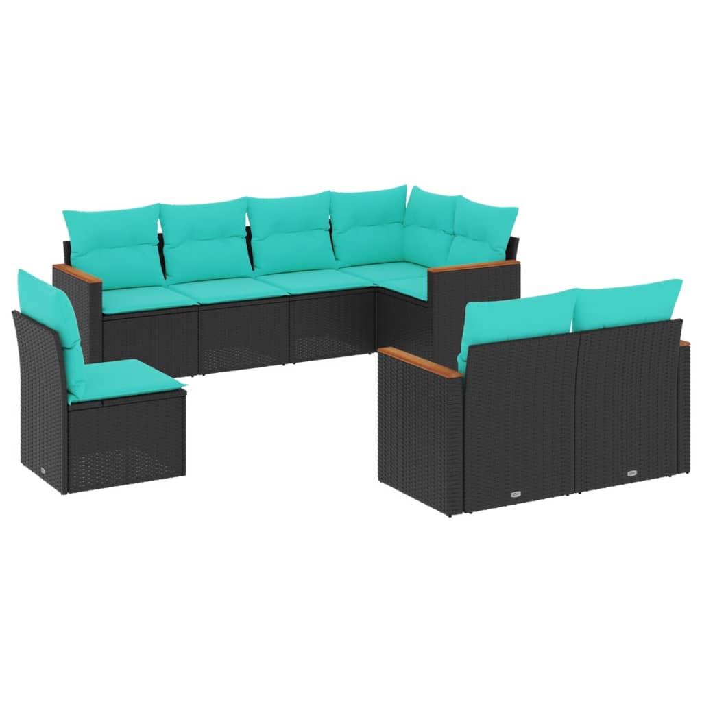 Patio Sofa Set Black and Blue