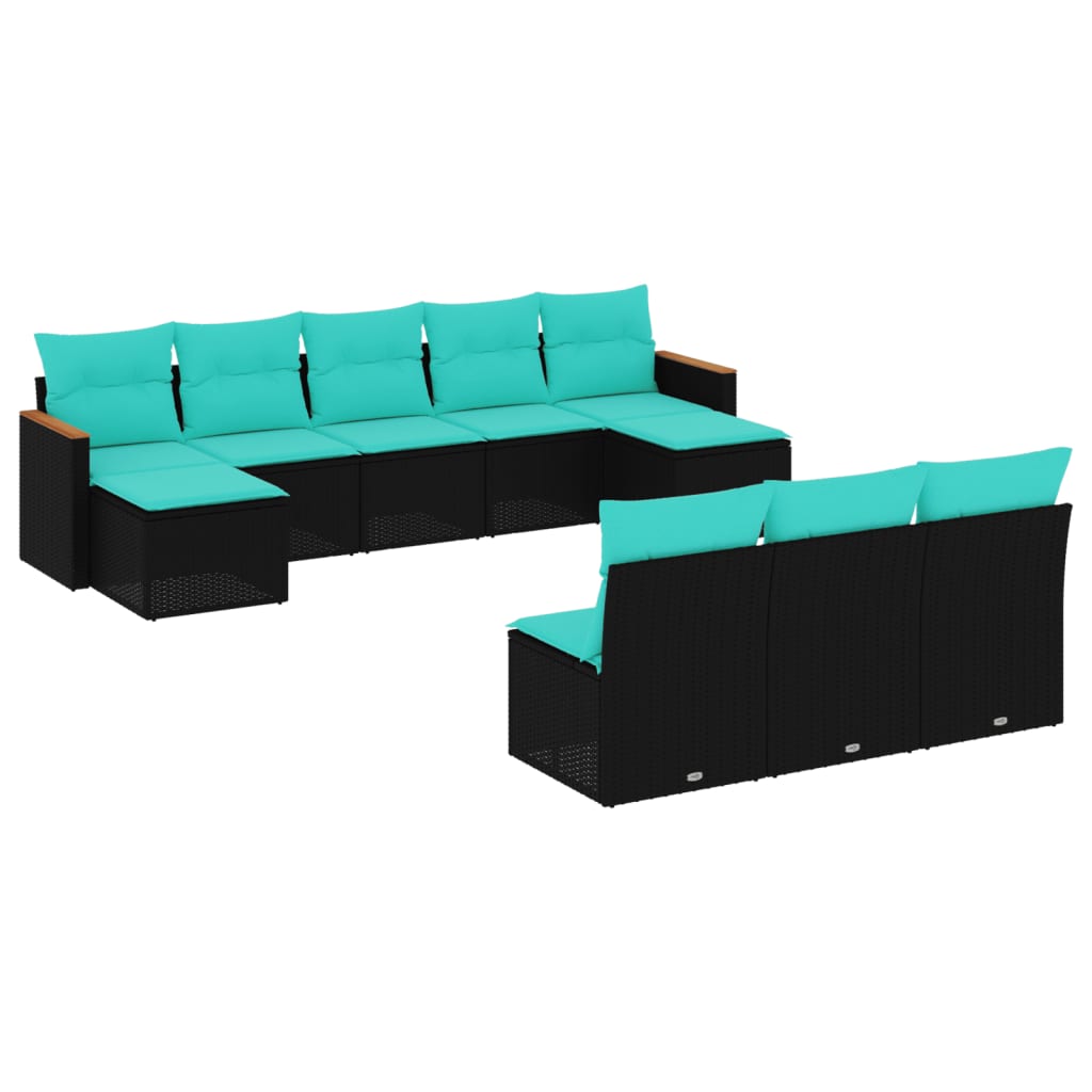Patio Sofa Set Black and Blue